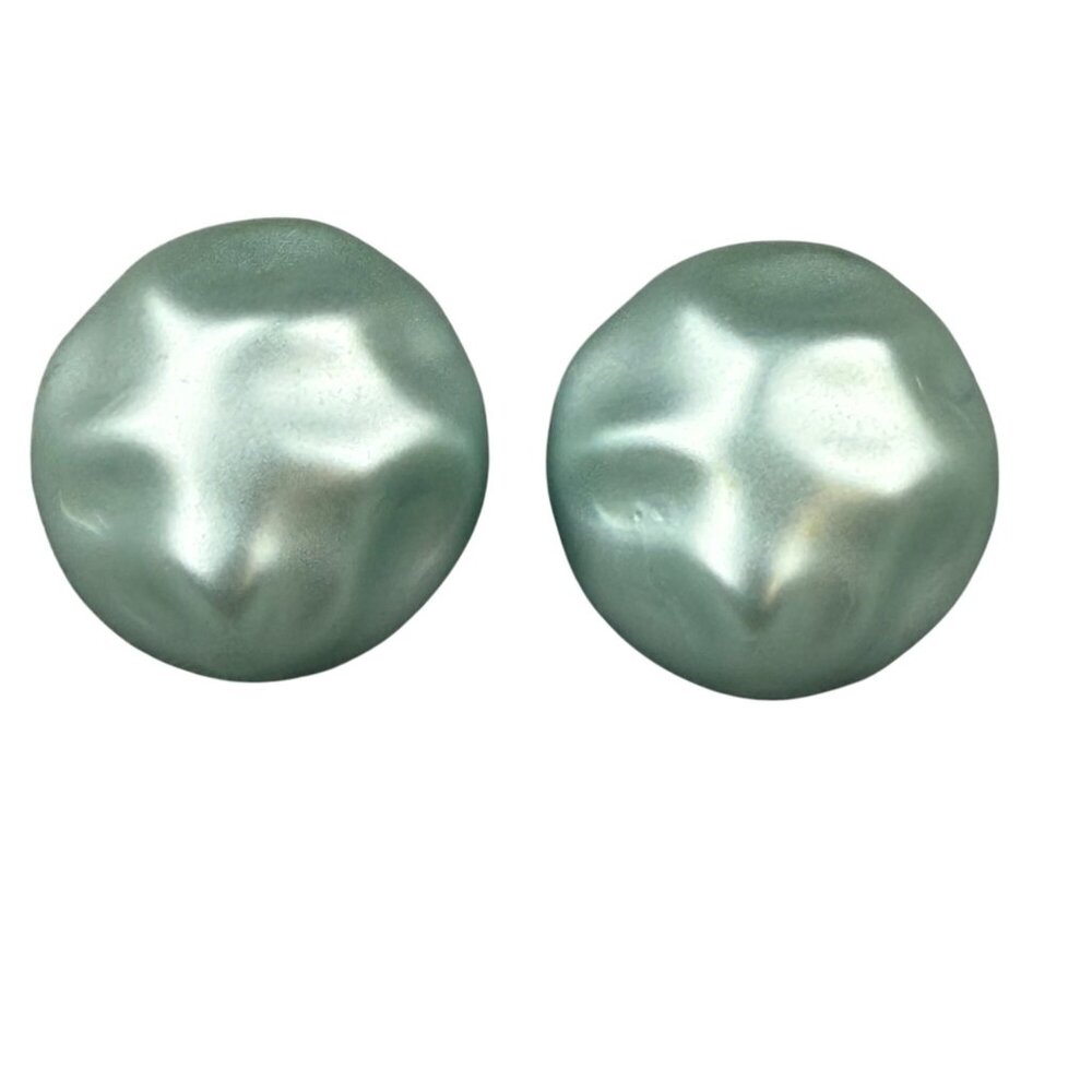 Vintage Mint Green Clip-On Earrings Textured Design Lightweight Costume Jewelry